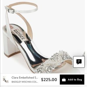 Badgley Mischka- Clara Embellished White Satin Ivory Shoes
